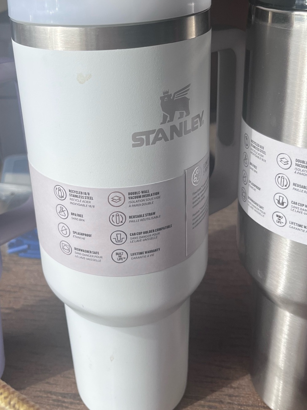 Stanley White 40oz tumblr arctic flowstate straw cap 3oz water cup handle bottle - Picture 5 of 5
